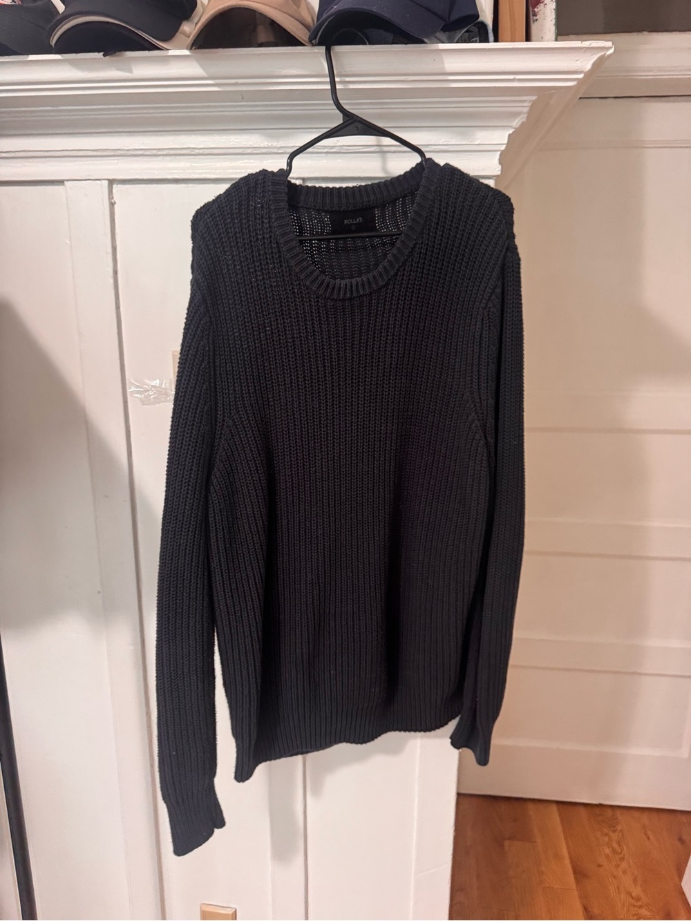 ROLLA'S Men's Black Ribbed Crewneck Sweater